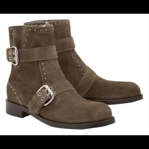 Jimmy Choo Gray Blyss Biker Boot - Velour Suede